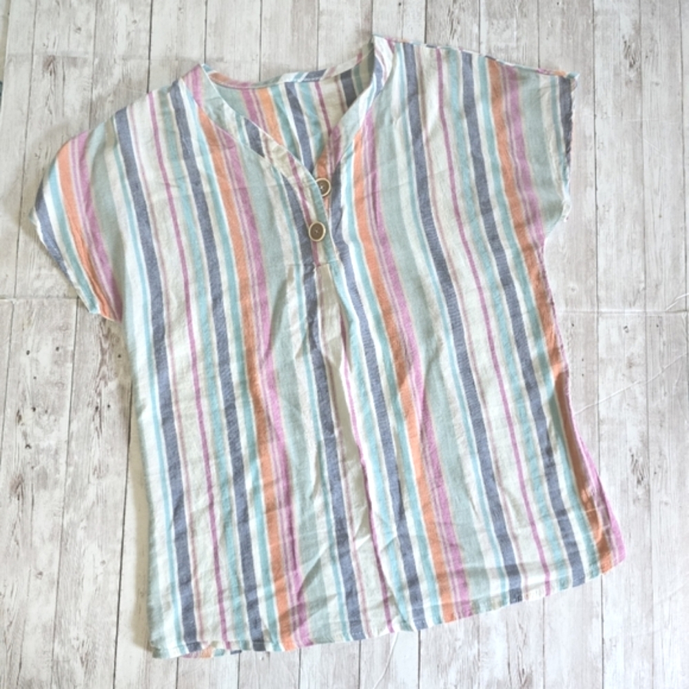 Stripe Blouse | size med | linen type material